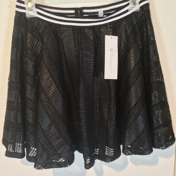 BCBGeneration women's elastic stripe dance / cheerleader mesh a-line mini skirt - Picture 2 of 4